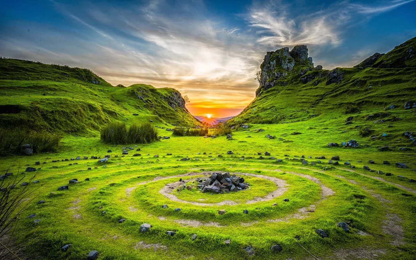 Green rolling hills landscape